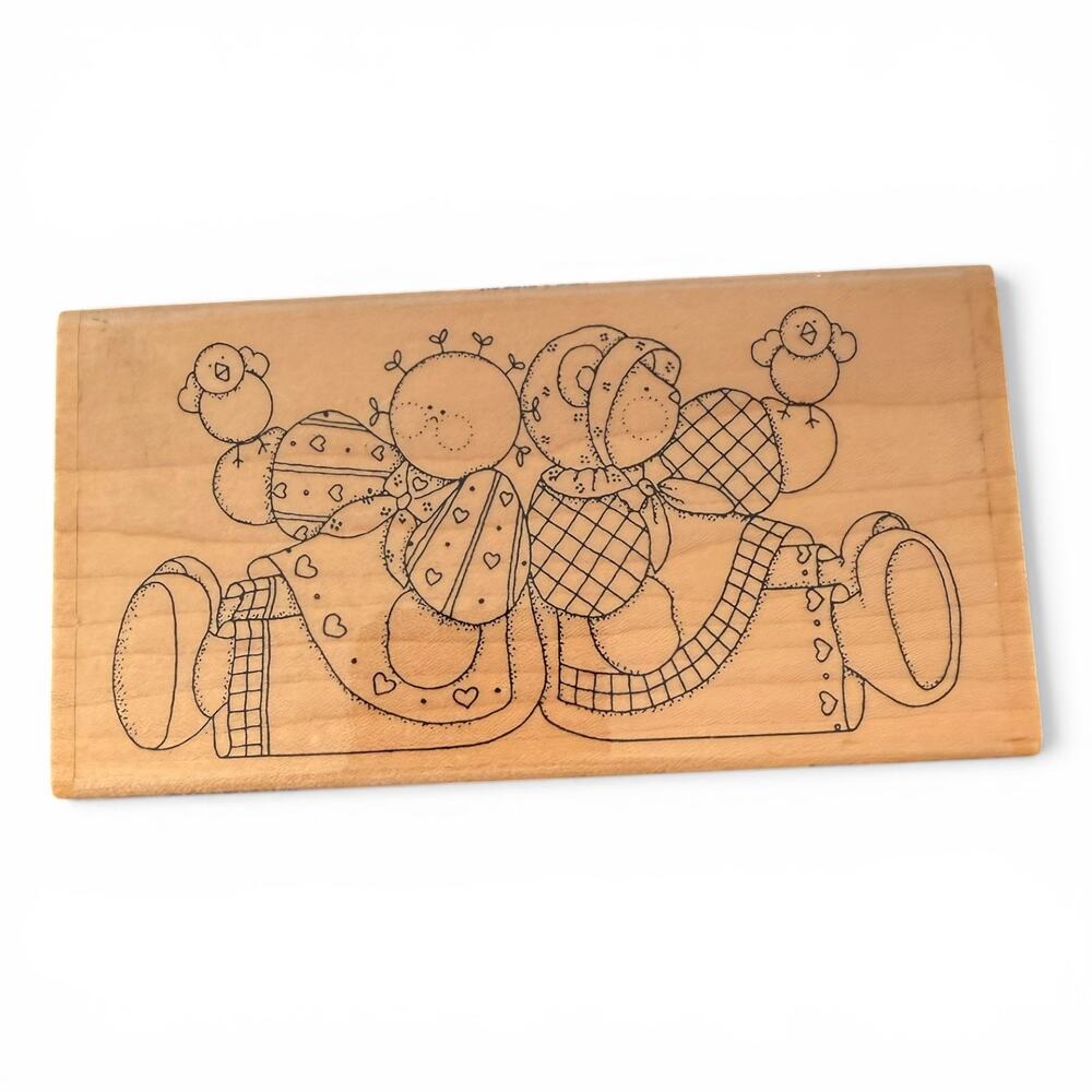 Finders Keepers Dolls With Birds 1995 FK633 Large Rubber Stamp